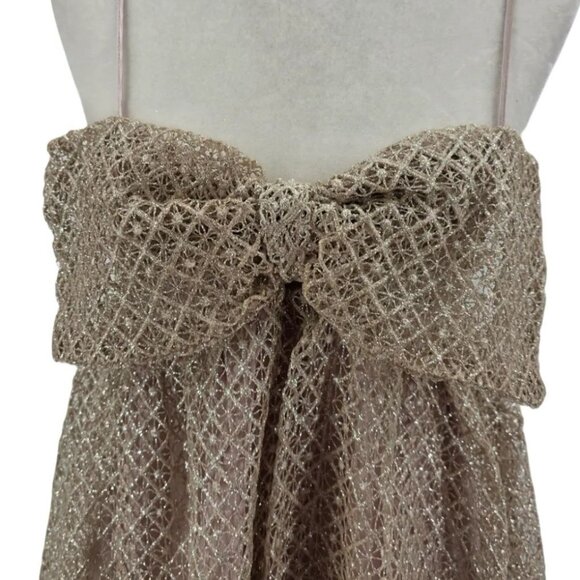 NEW Storia Womens Small Dress Glitter Bow Champagne Mini Bubble Dress Party - Picture 8 of 13